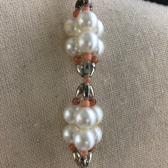 Costume jewelry necklace pearl  silver pink/white - Picture 2 of 5